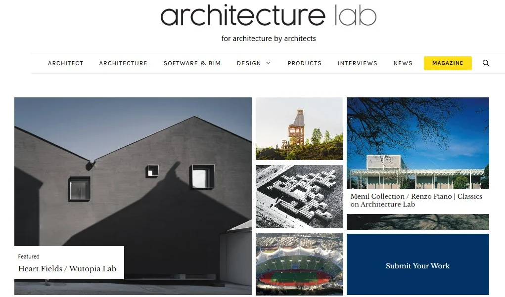 Architecture lab homepage screenshot, so example in the website content